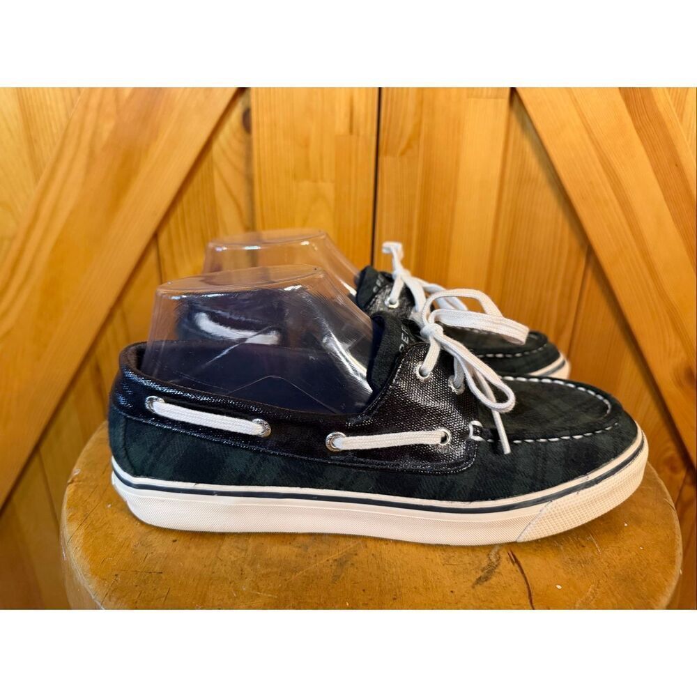 Sperry Top Sider Biscayne Navy/Green Plaid Boat Shoes Size 7.5